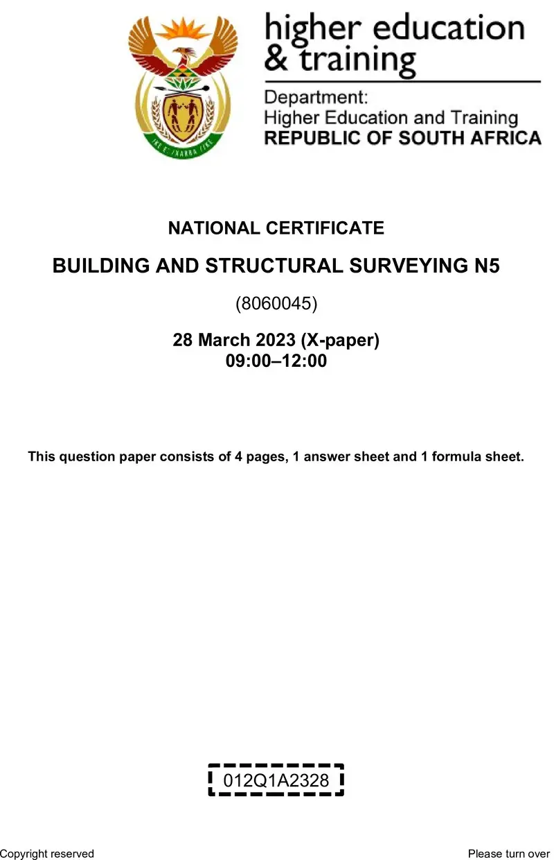 T170 Building And Structural Surveying N5 QP April 2023 preview