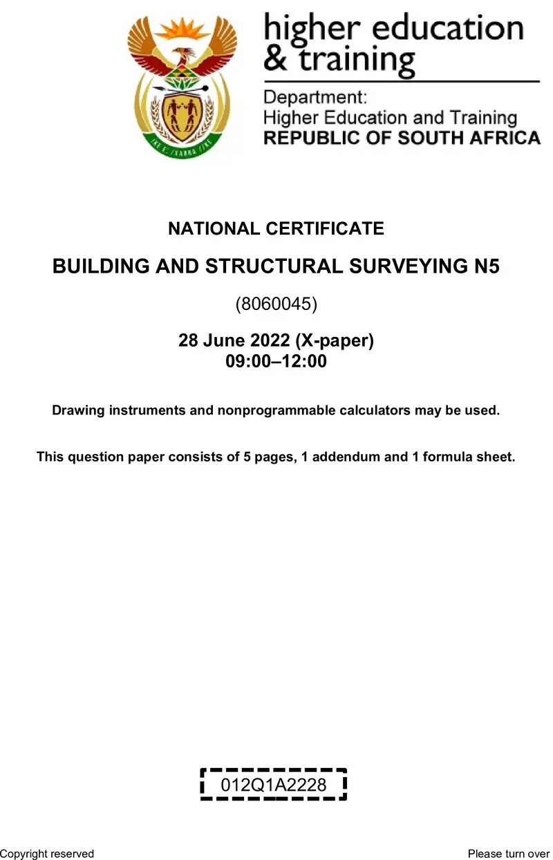 T170 Building And Structural Surveying N5 QP Aug 2022 preview