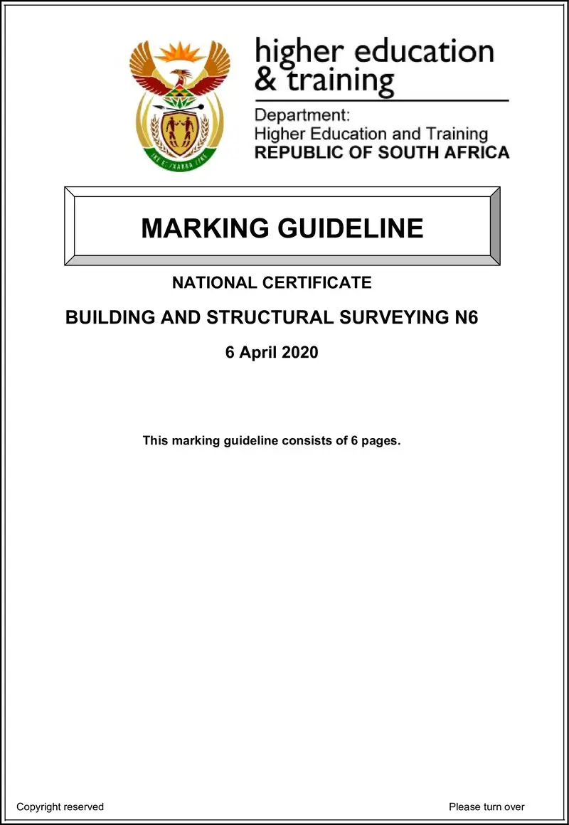 T180 Building And Structural Surveying N6 MEMO Apr 2020 preview