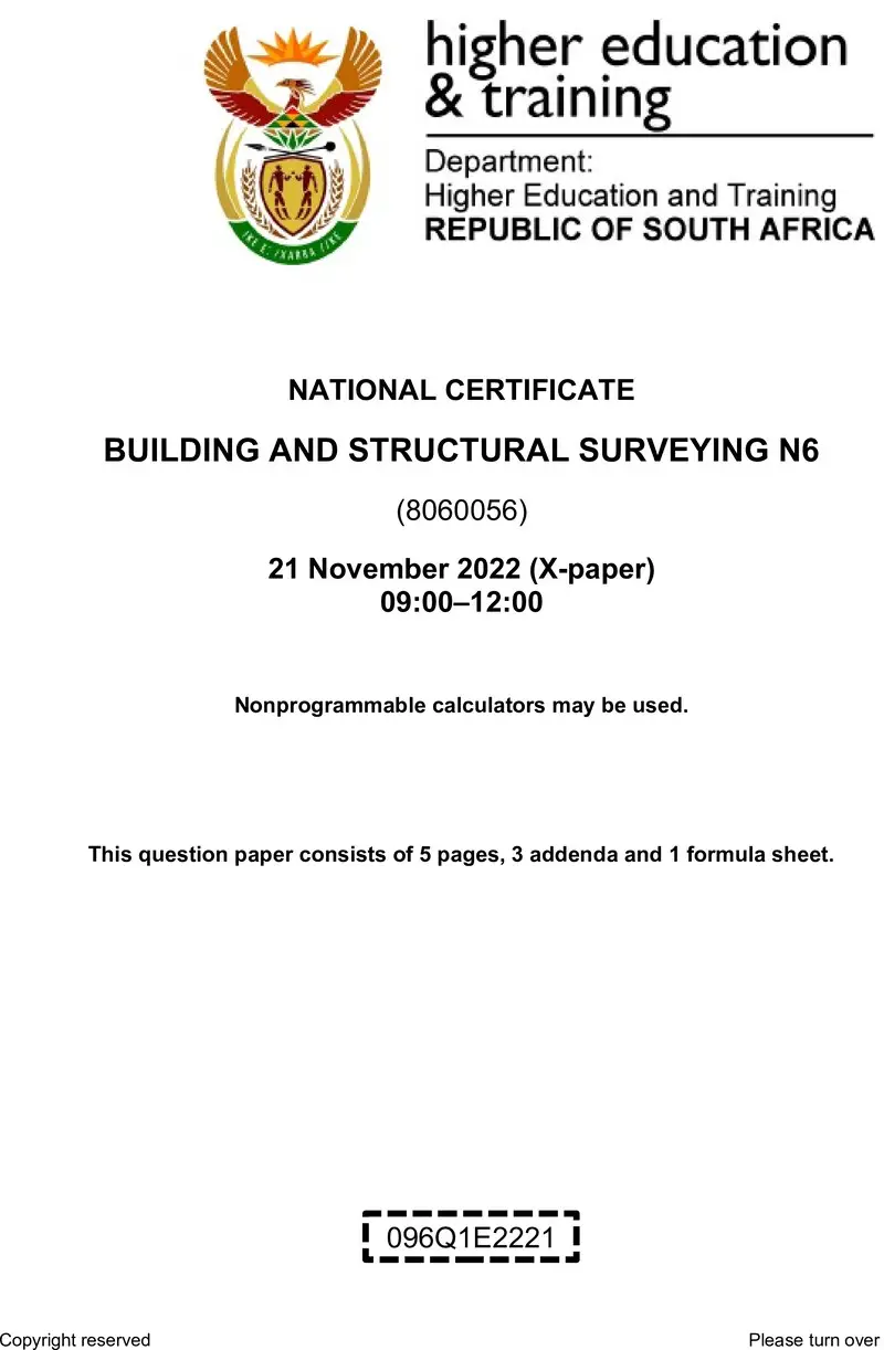 T180 Building And Structural Surveying N6 QP Nov 2022 preview