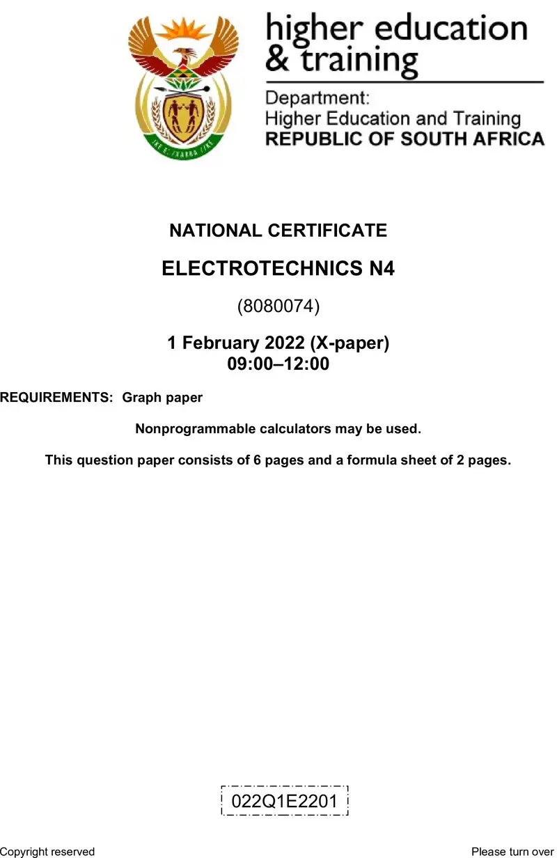 T530 Electrotechnics N4 QP April 2022 preview