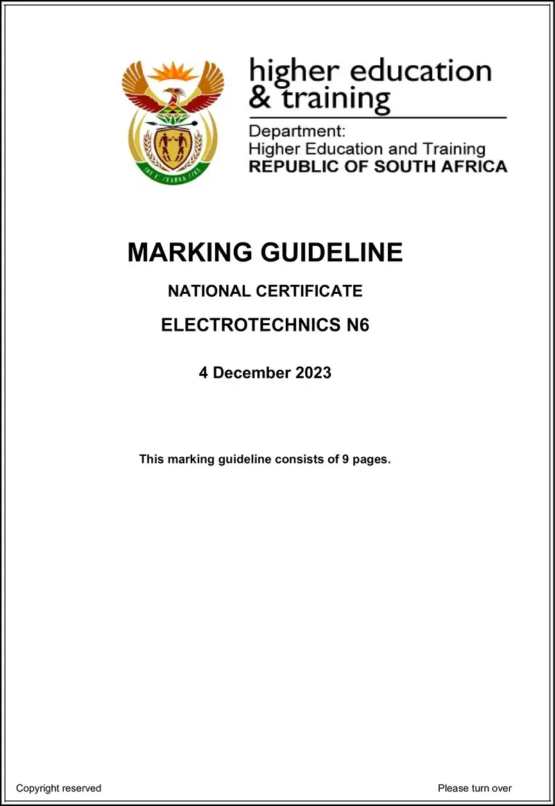 T550 Electrotechnics N6 MEMO Nov 2023 preview