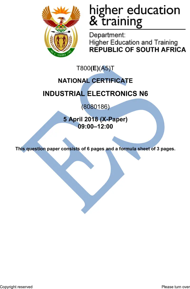 Electronics N6 Exam Paper 1 2018 preview