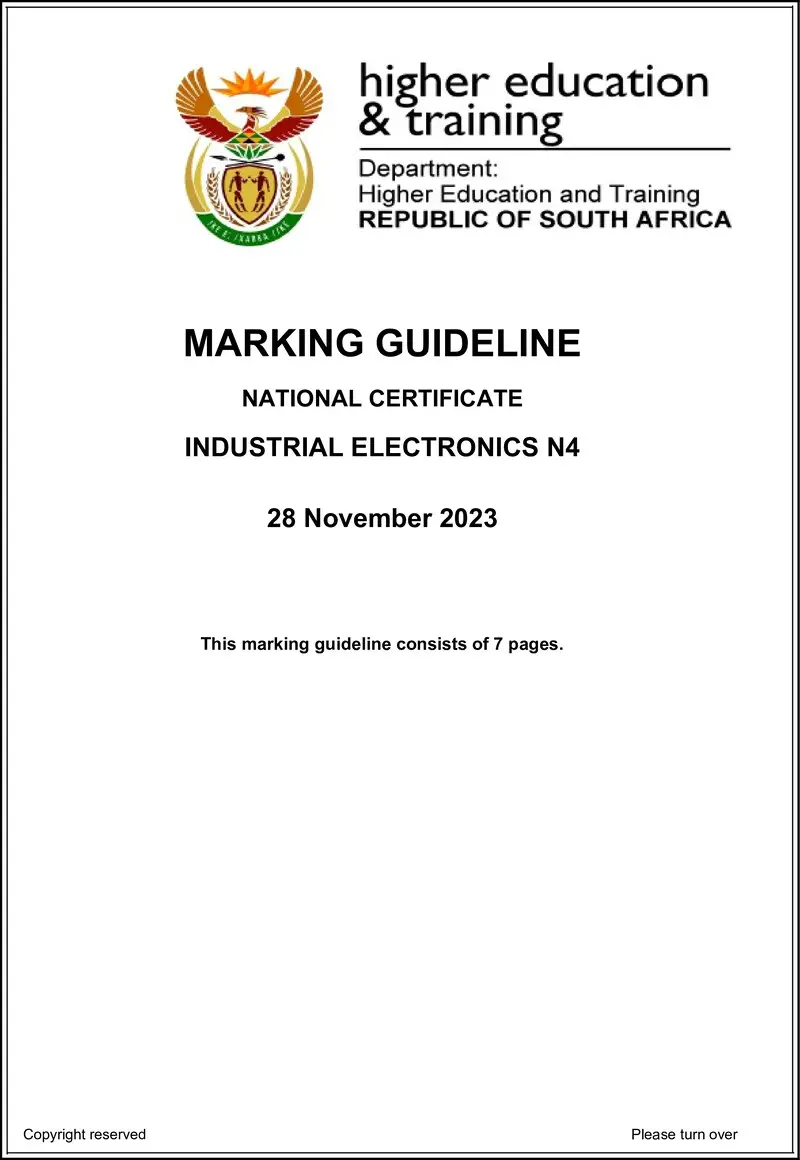 T780 Industrial Electronics N4 Nov MEMO 2023 Ed preview