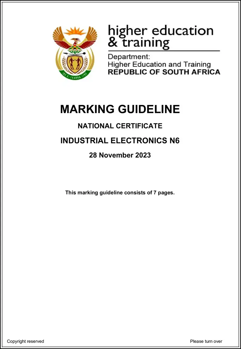 T800 Industrial Electronics N6 Nov MEMO 2023 Ed preview