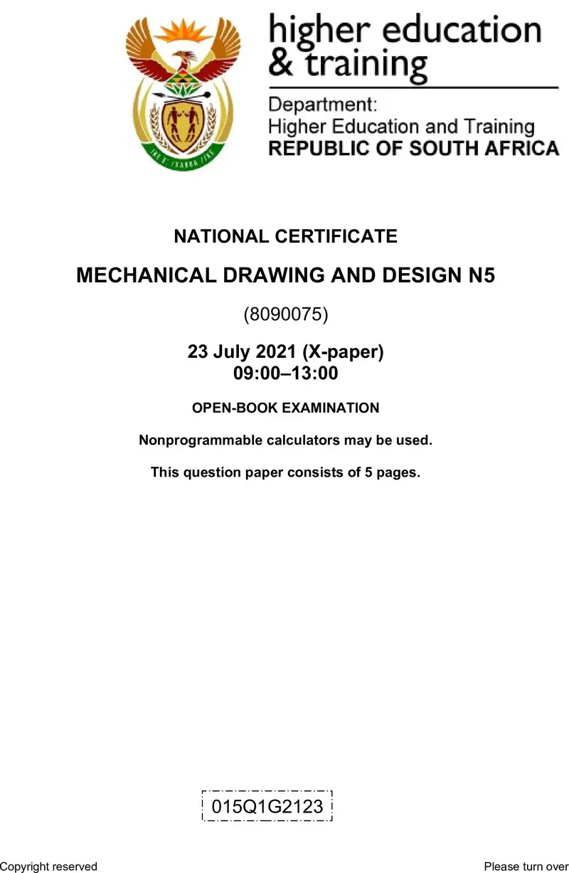 Drawing And Design N5 QP Aug 2021 preview