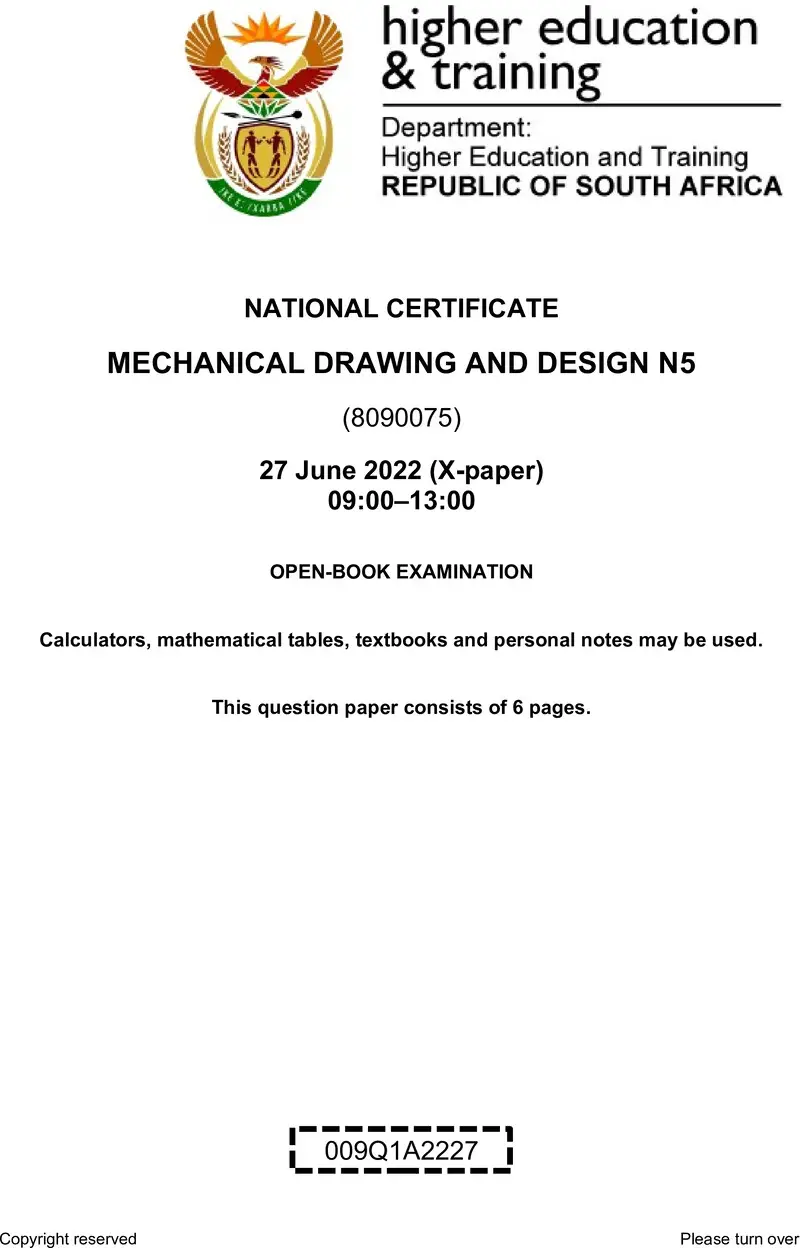 Drawing And Design N5 QP Aug 2022 preview