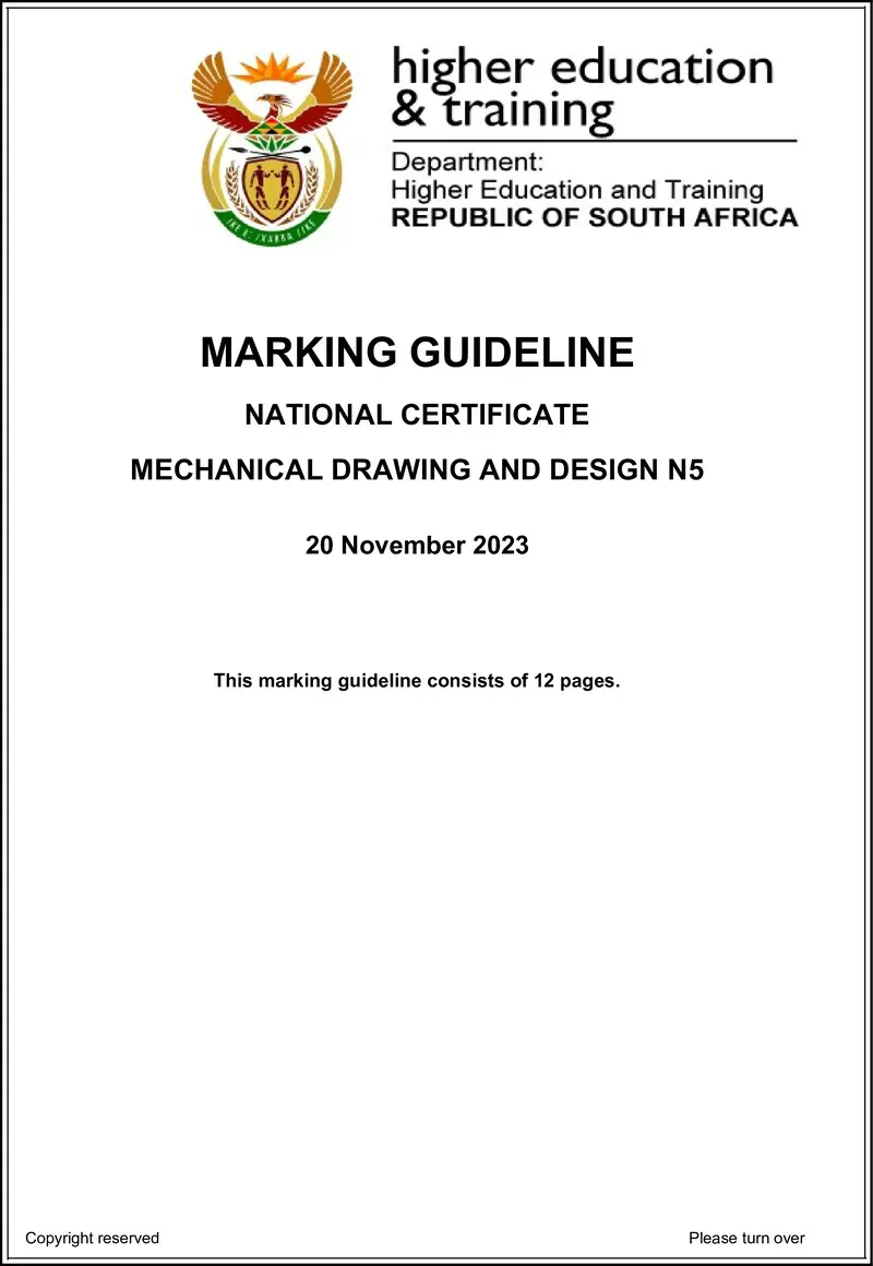 T1080 Mechanical Drawing And Design N5 Nov MEMO 2023 preview