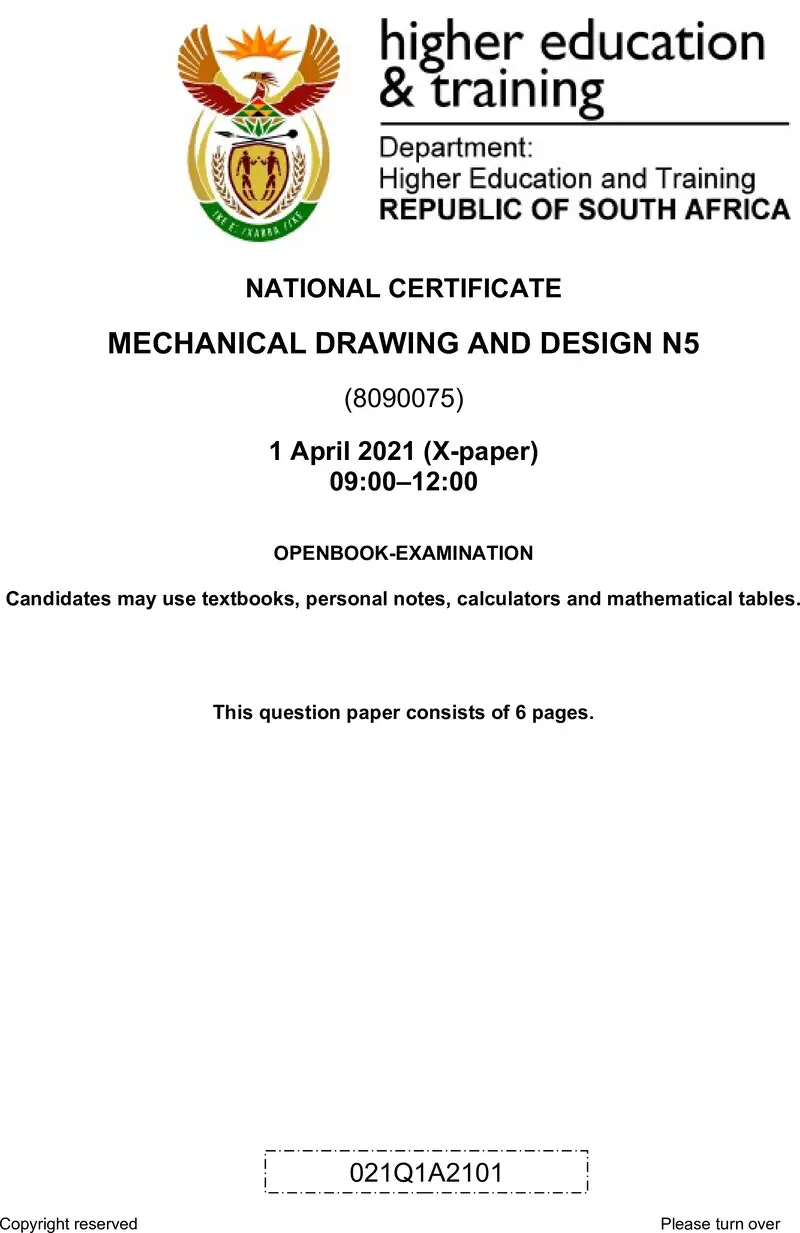 T1080 Mechanical Drawing And Design N5 QP April 2021 preview
