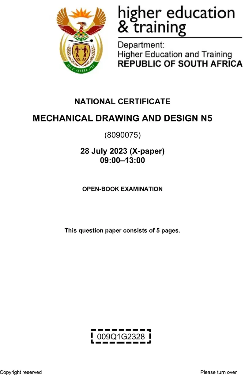 T1080 Mechanical Drawing And Design N5 QP Aug 2023 Ed preview