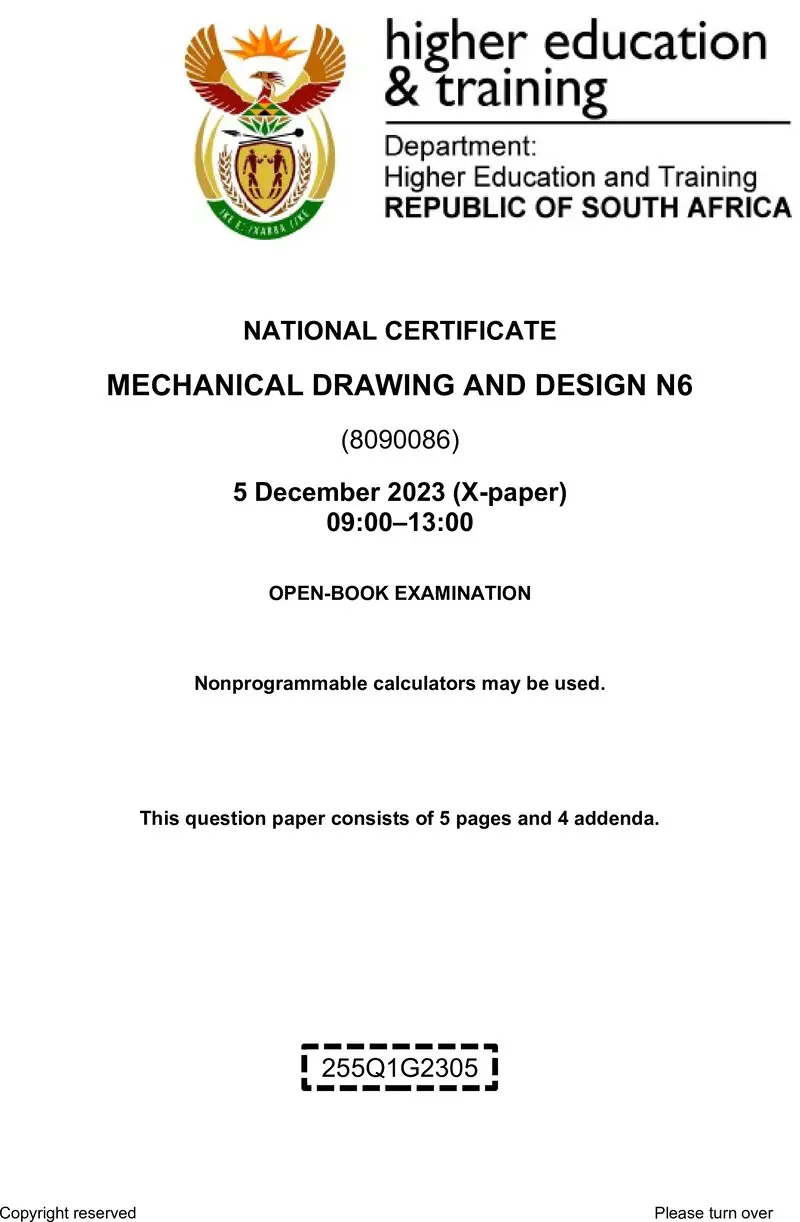 T1090 Mechanical Drawing And Design N6 QP Nov 2023 Ed preview