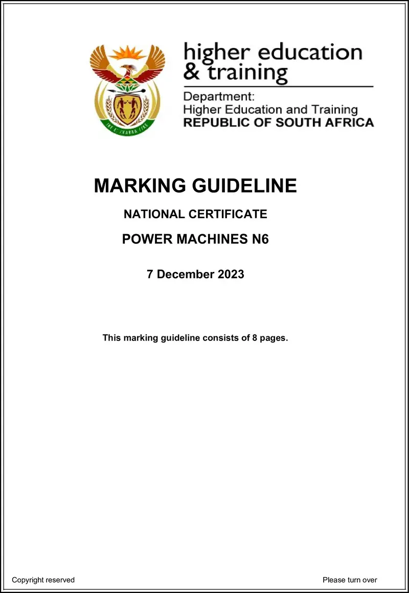 T1400 Power Machines N6 MEMO Nov 2023 preview