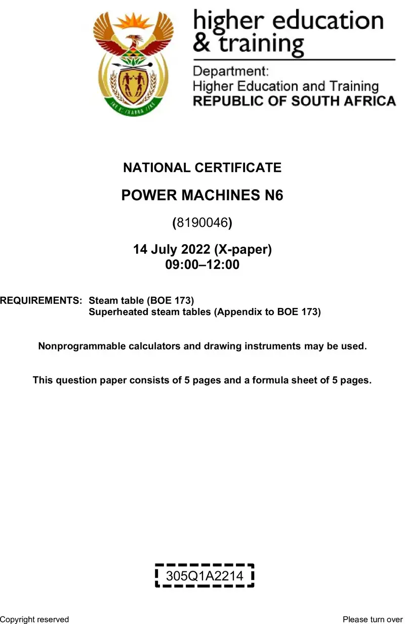 T1400 Power Machines N6 QP Aug 2022 preview