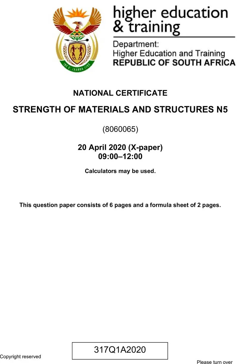 Of Materials And Structures N5 QP April 2020 preview