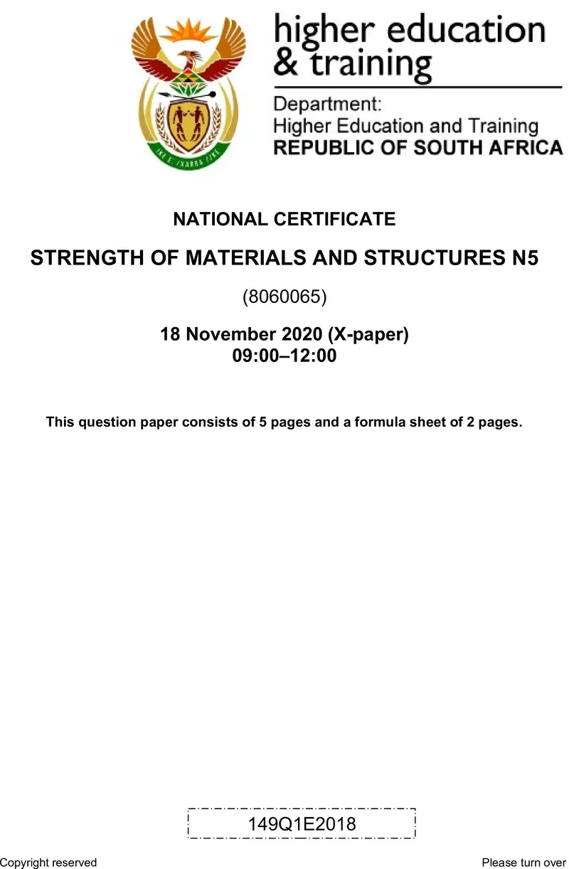 Of Materials And Structures N5 QP Aug 2020 preview