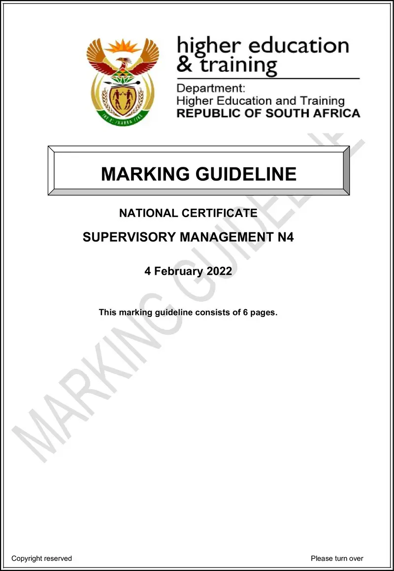 T1690 Supervisory Management N4 MEMO April 2022 preview