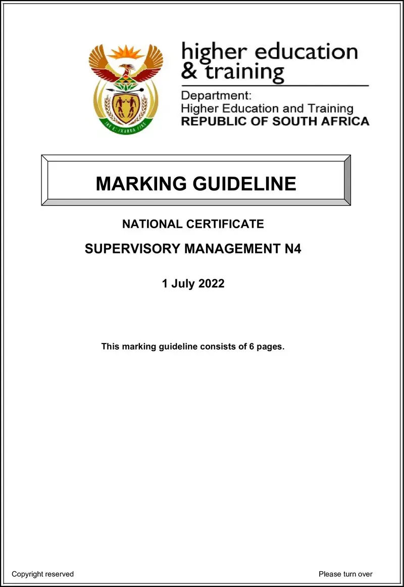 T1690 Supervisory Management N4 MEMO Aug 2022 preview