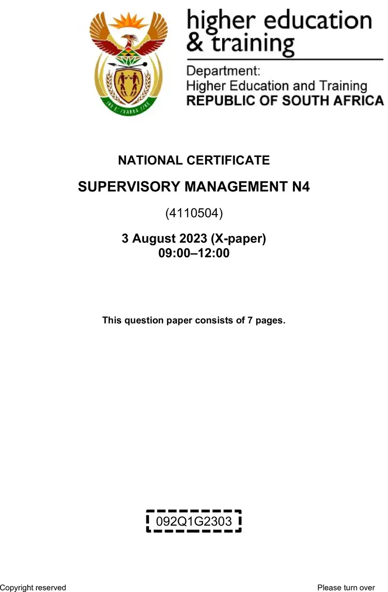 T1690 Supervisory Management N4 QP Aug 2023 Edited preview