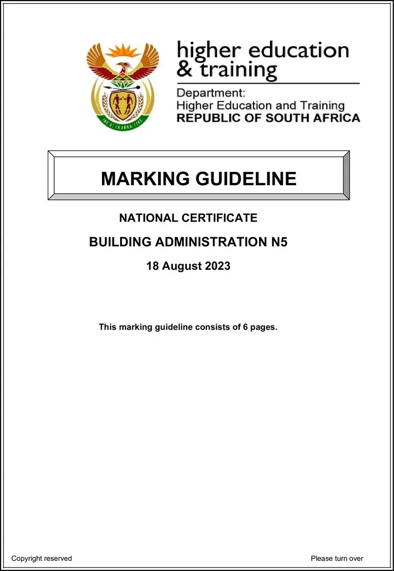 T100 Building Administration N5 Aug MEMO 2023 preview