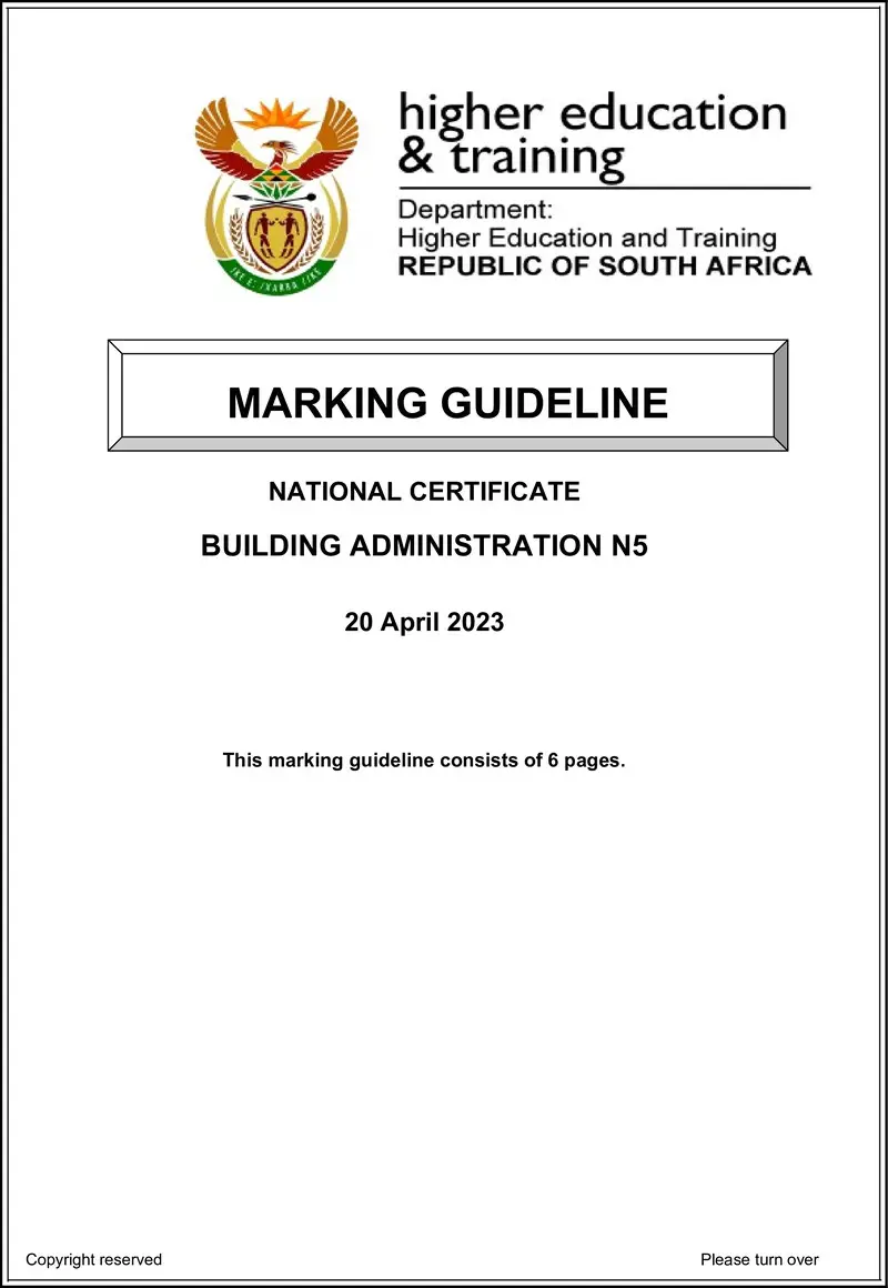 T100 Building Administration N5 MEMO April 2023 preview
