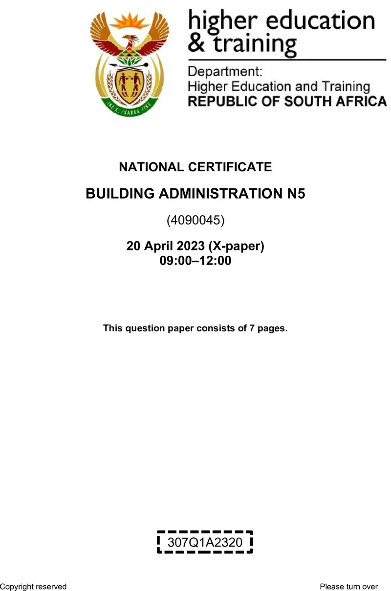 T100 Building Administration N5 QP April 2023 preview