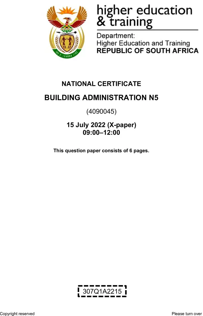 T100 Building Administration N5 QP Aug 2022 preview