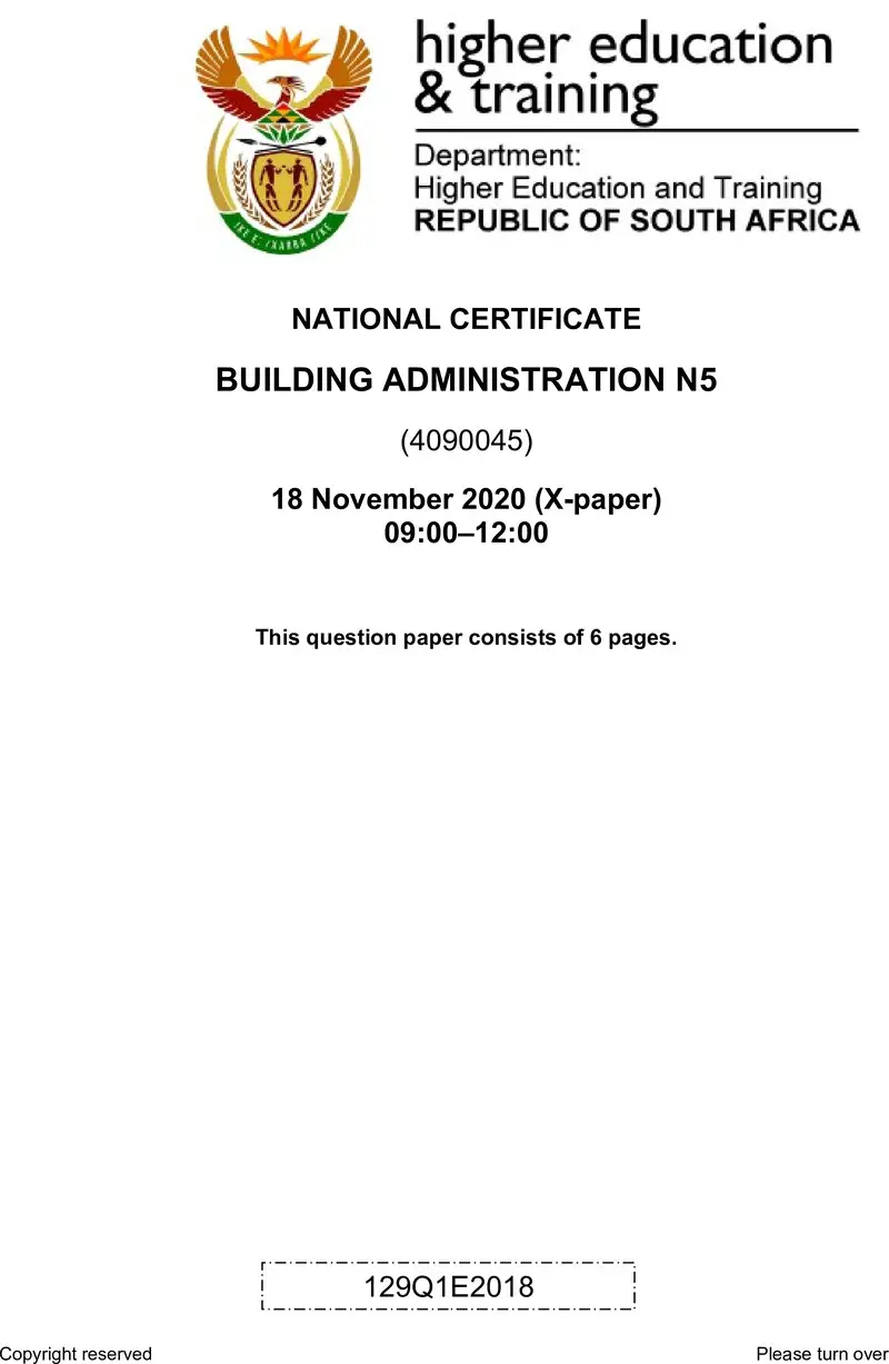 T100 Building Administration QP N5 Aug 2020 preview