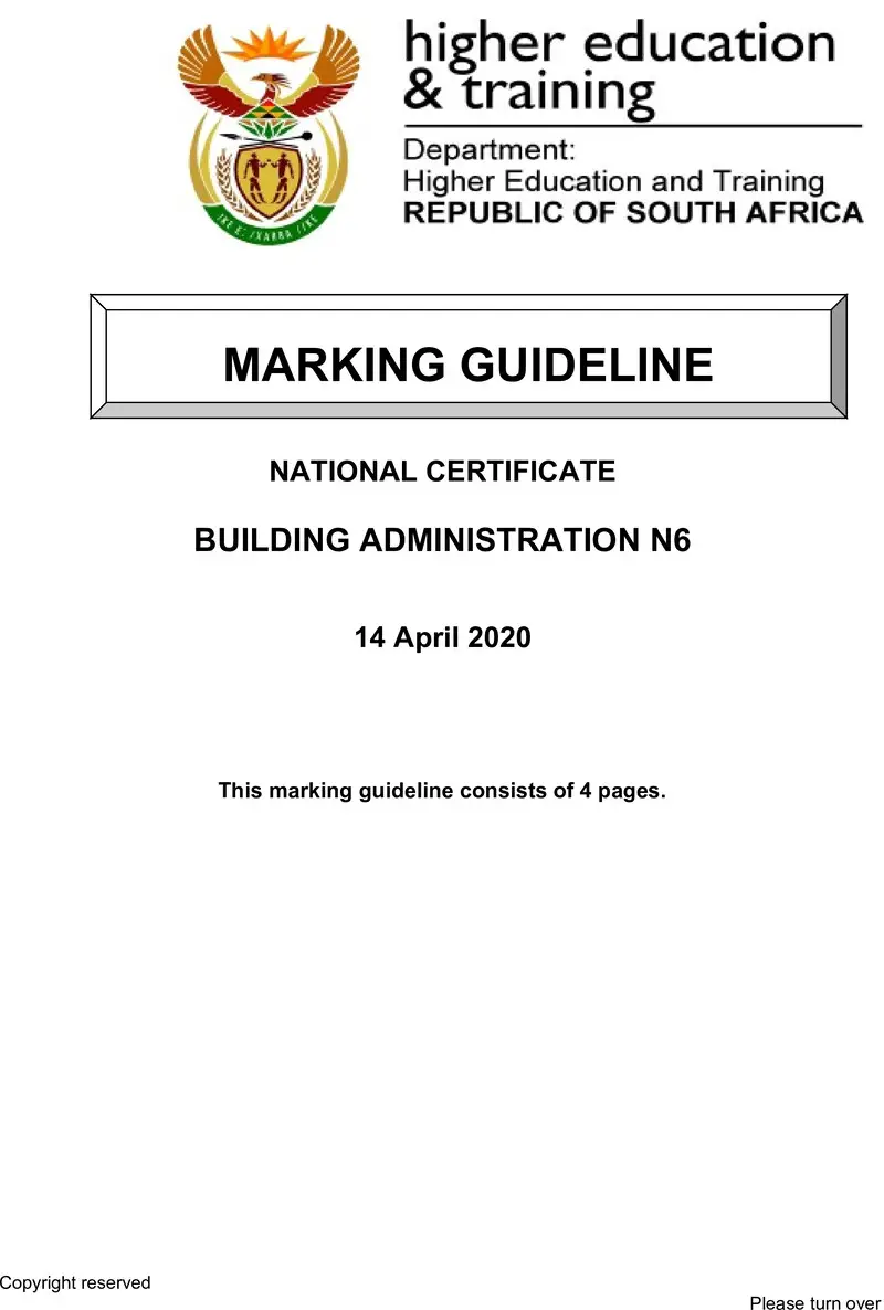 T110 Building Administration N6 MEMO April 2020 preview