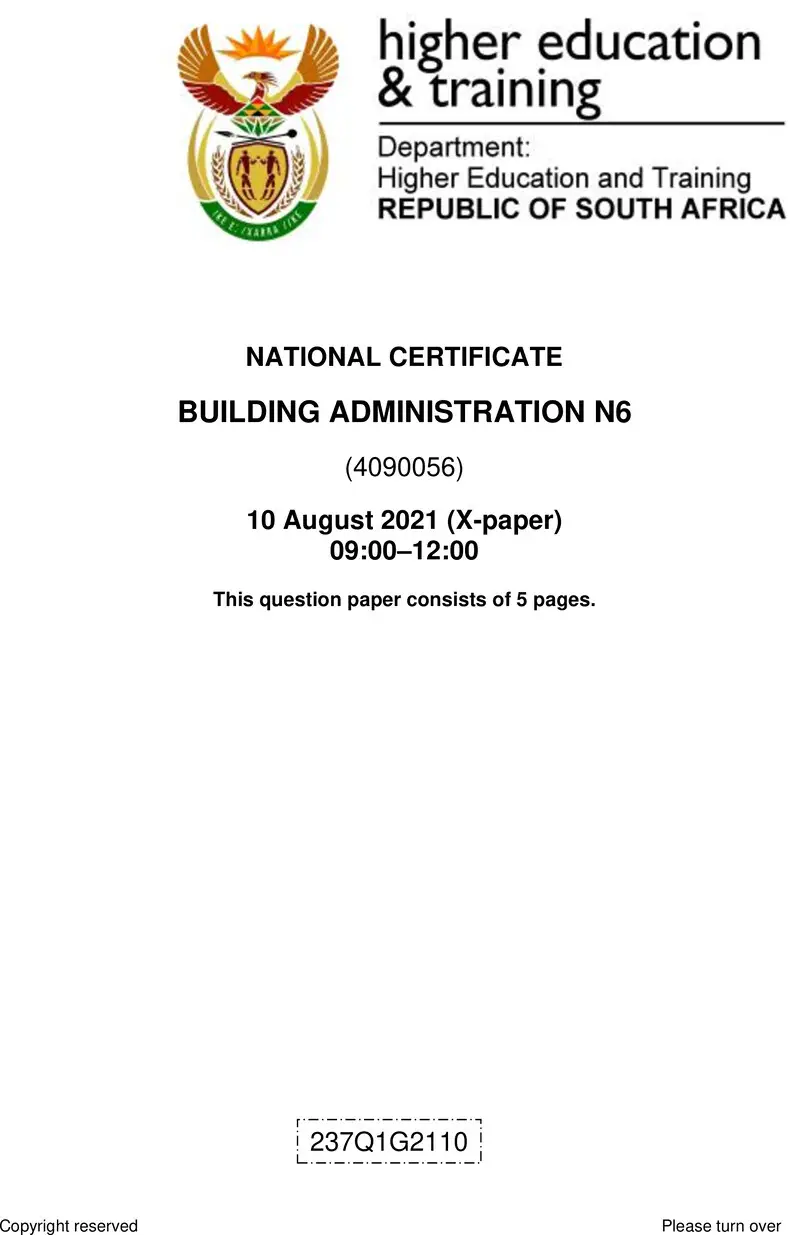 T110 Building Administration N6 QP Aug 2021 preview