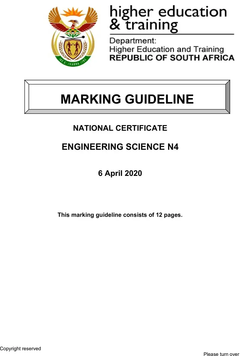 T650 Engineering Science N4 MEMO April 2020 preview