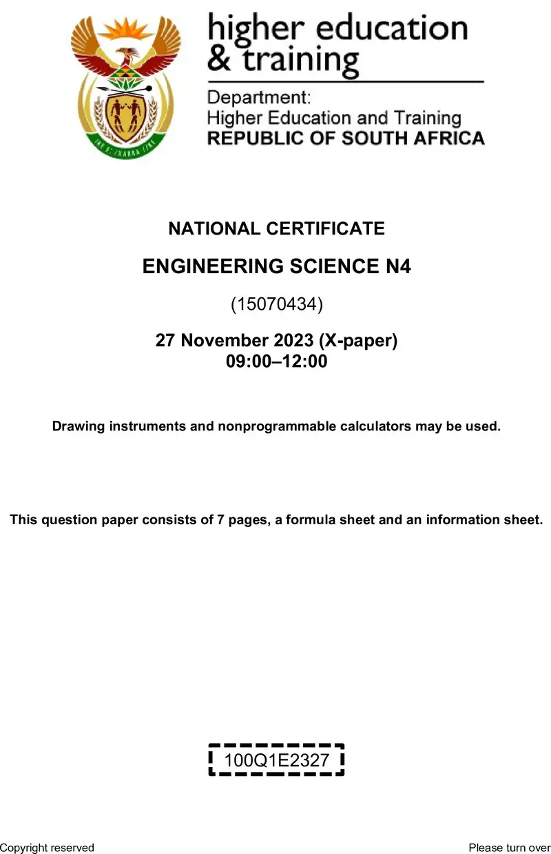 T650 Engineering Science N4 Nov QP 2023 preview