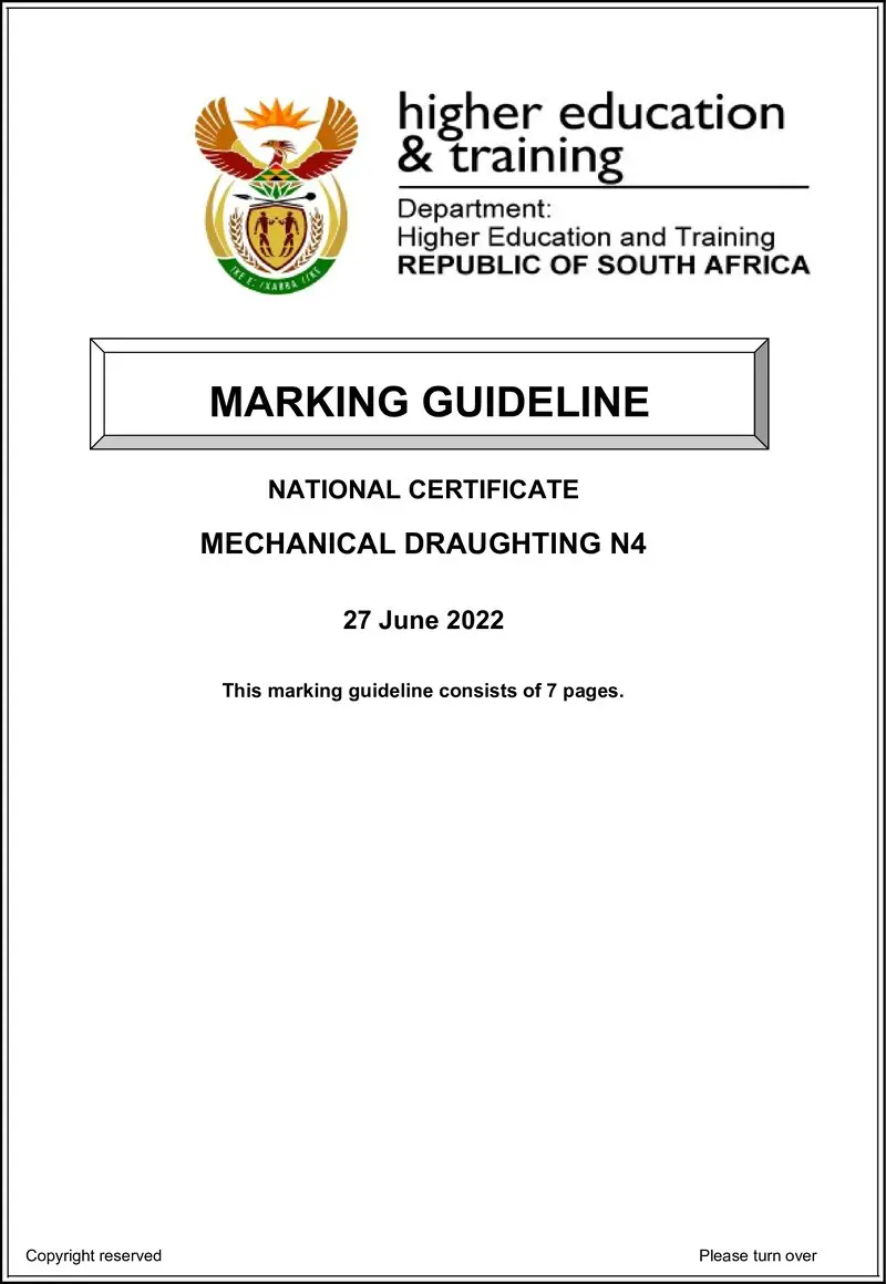 Draughting N4 MEMO Aug 2022 preview