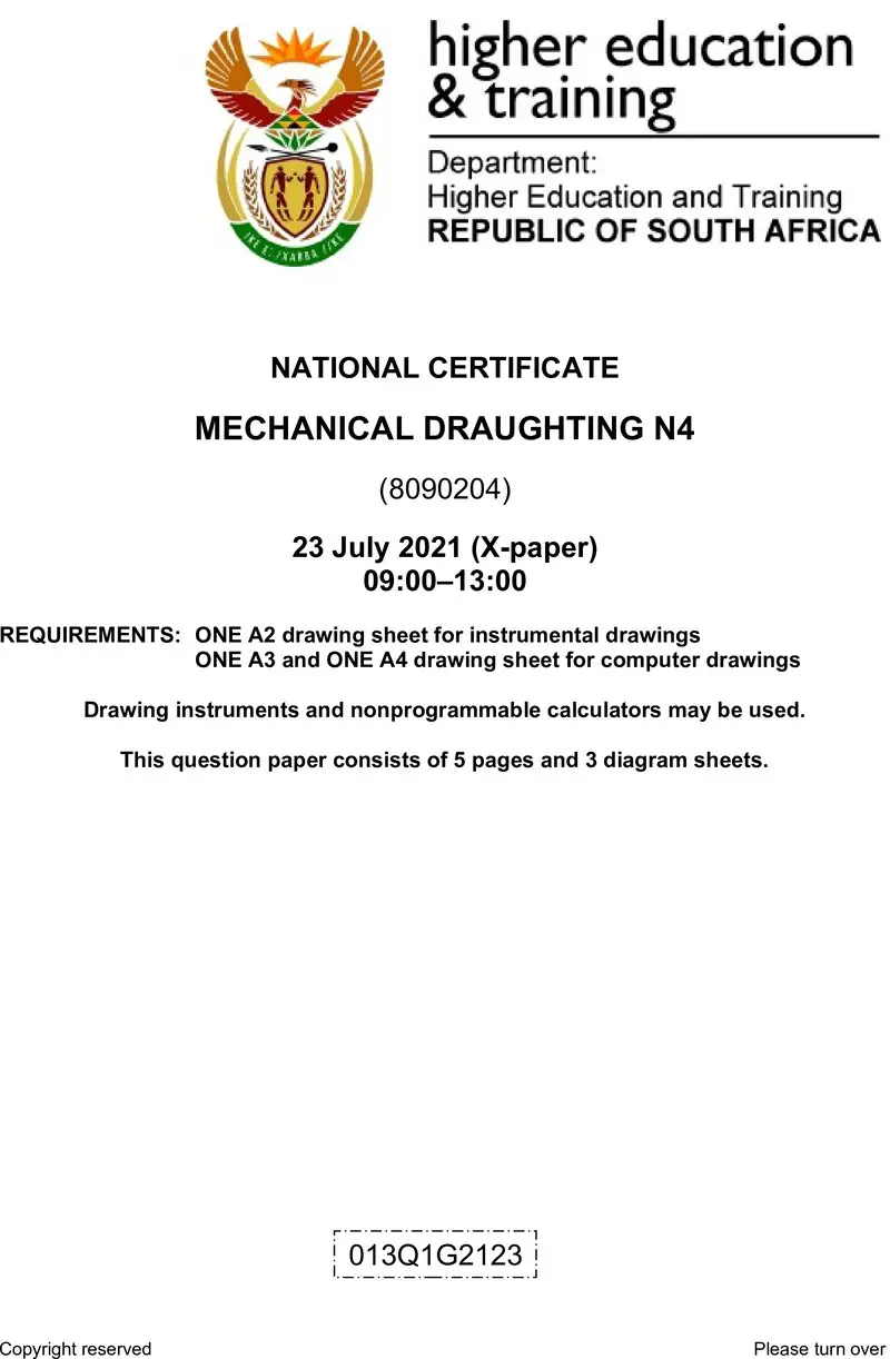 T1070 Mechanical Draughting N4 Aug QP 2021 preview