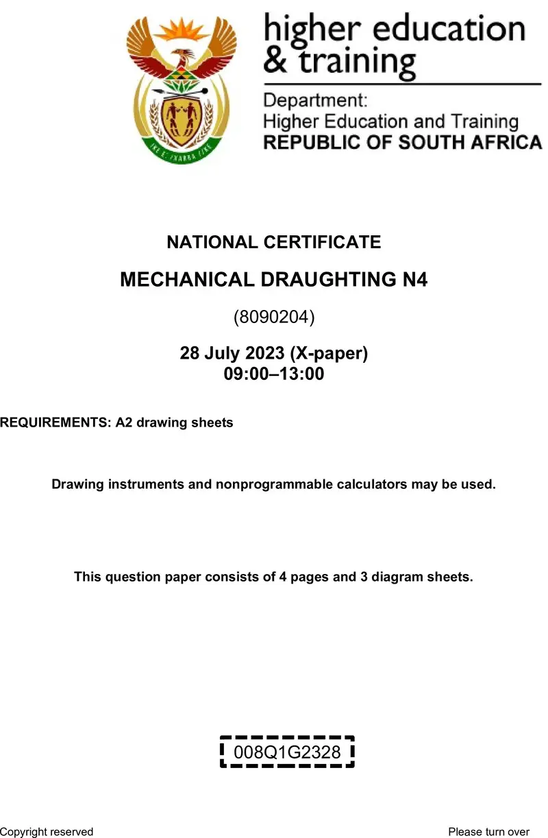 T1070 Mechanical Draughting N4 Aug QP 2023 preview