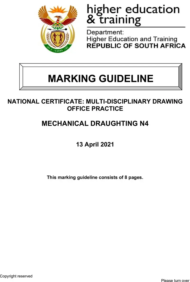 T1070 Mechanical Draughting N4 MEMO April 2021 preview