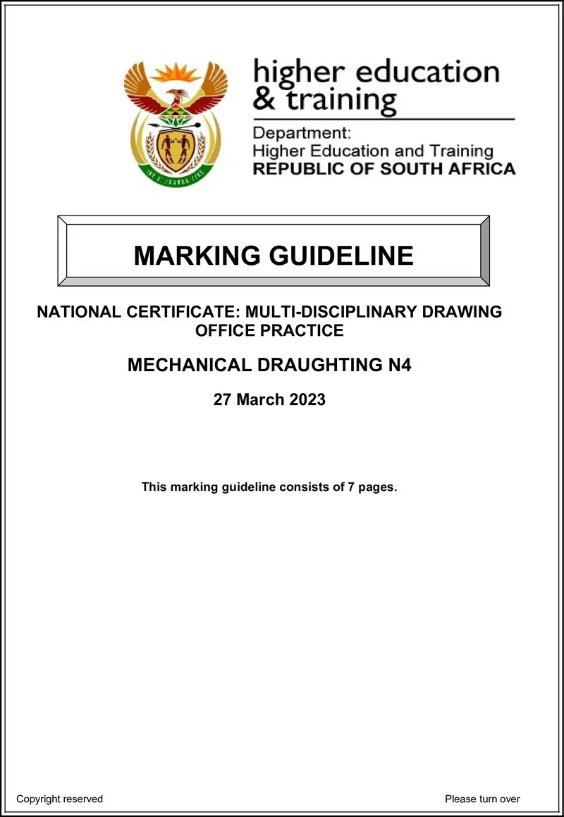 T1070 Mechanical Draughting N4 MEMO April 2023 preview