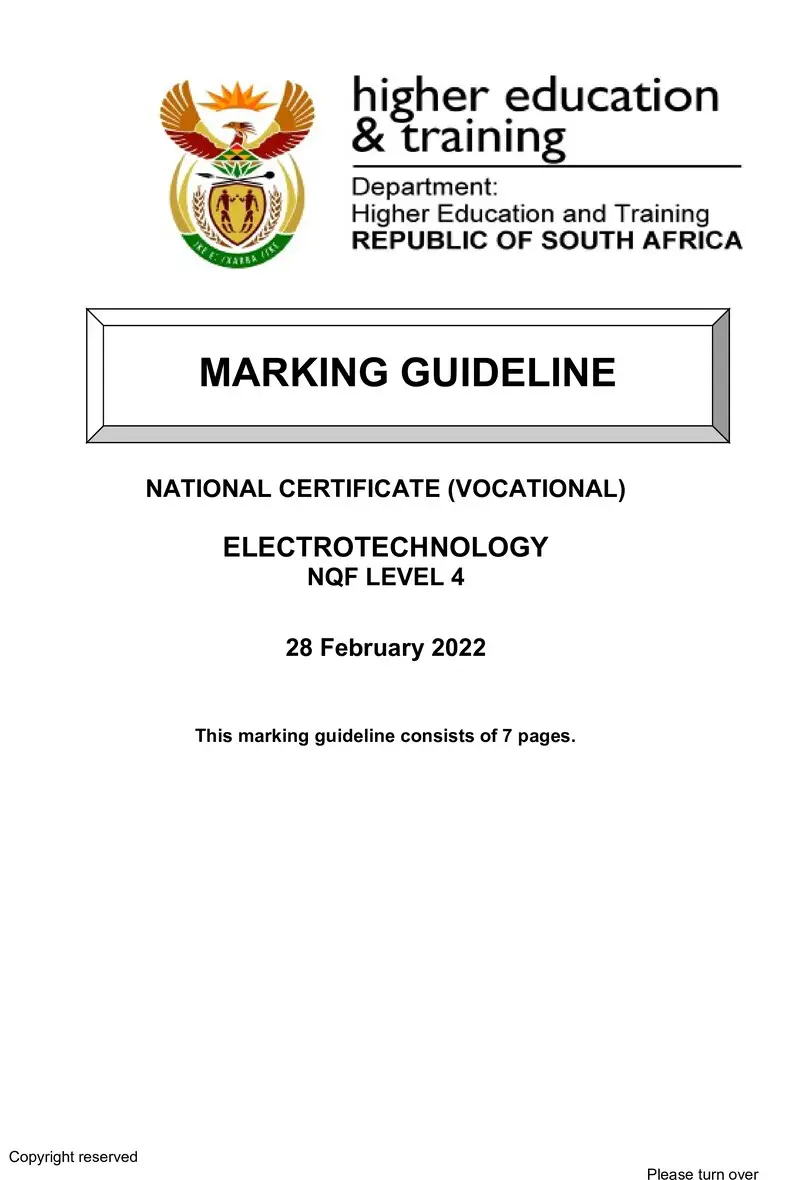 Electrotechnology L4 MEMO Supp Feb 2022 preview
