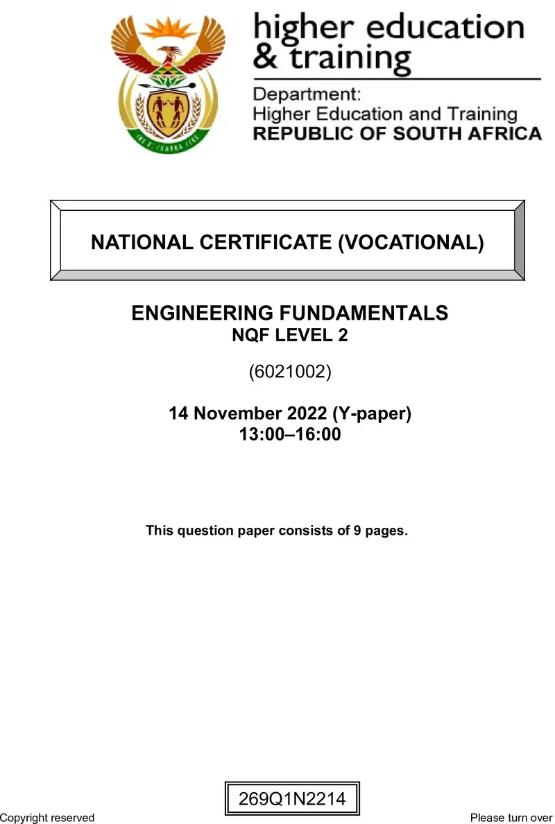 Engineering Fundamentals L2 Nov QP 2022 Pretorius D preview