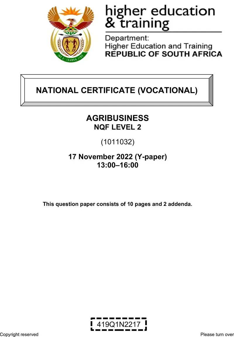 Agribusiness L2 QP Nov 2022 preview