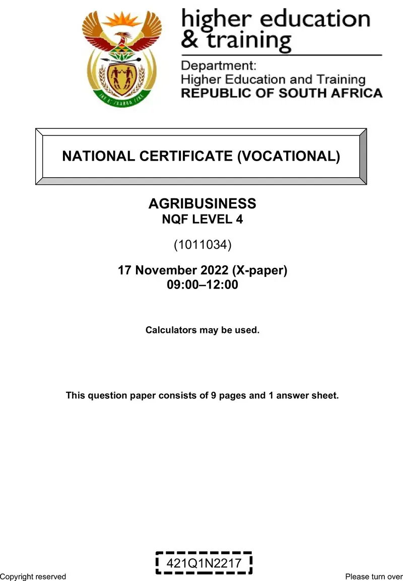 Agribusiness L4 QP Nov 2022 preview