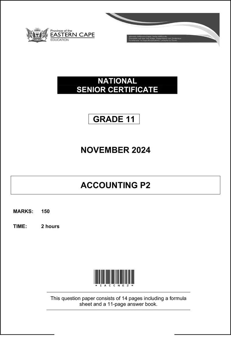 Grade 11 Accounting past paper 2024 – acc p2 qp gr11 nov 2024 eng d