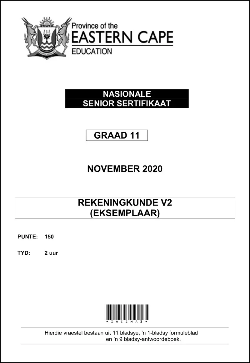 Grade 11 Rekeningkunde past paper 2020 – accn p2 qp ansbk memo gr11 nov2020 afr d