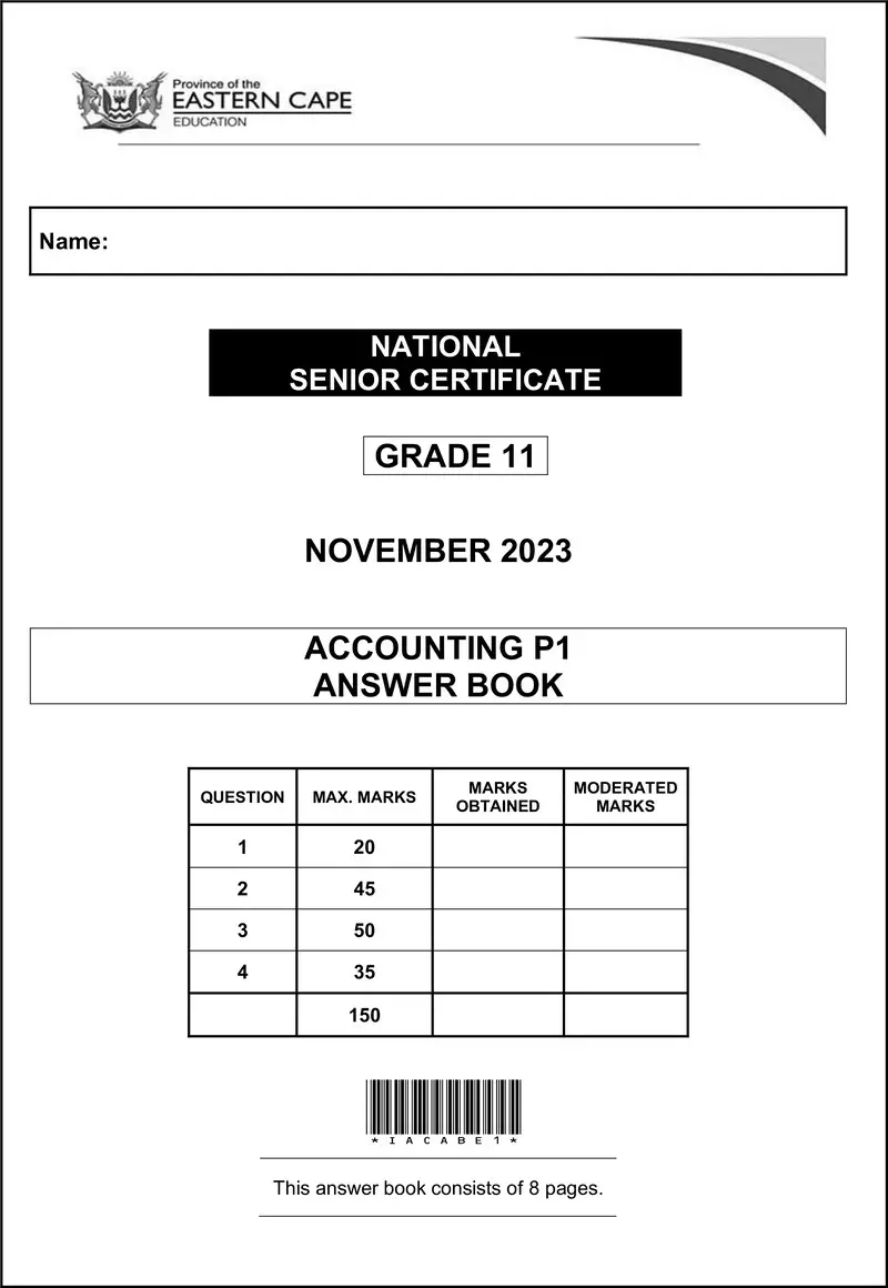 Grade 11 Accounting past paper 2023 – accounting p1 gr11 ansbk nov2023 eng d