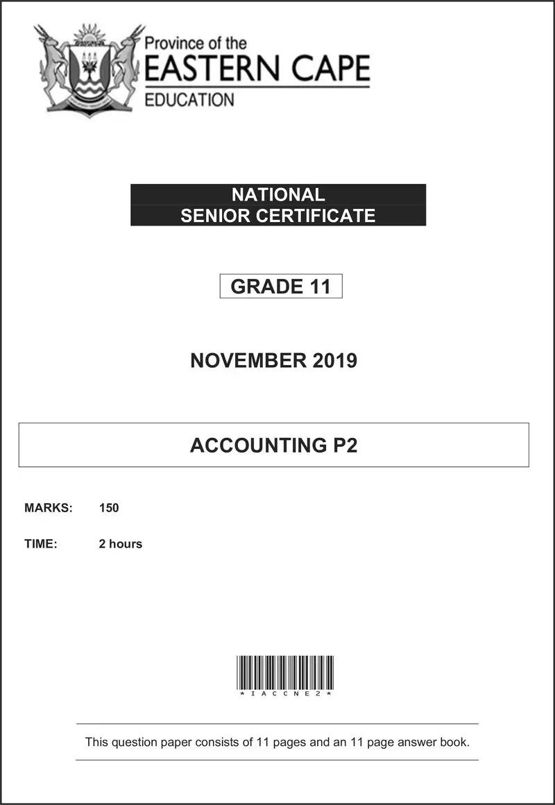 Grade 11 Accounting past paper 2019 – accounting p2 gr11 qp nov2019 eng d