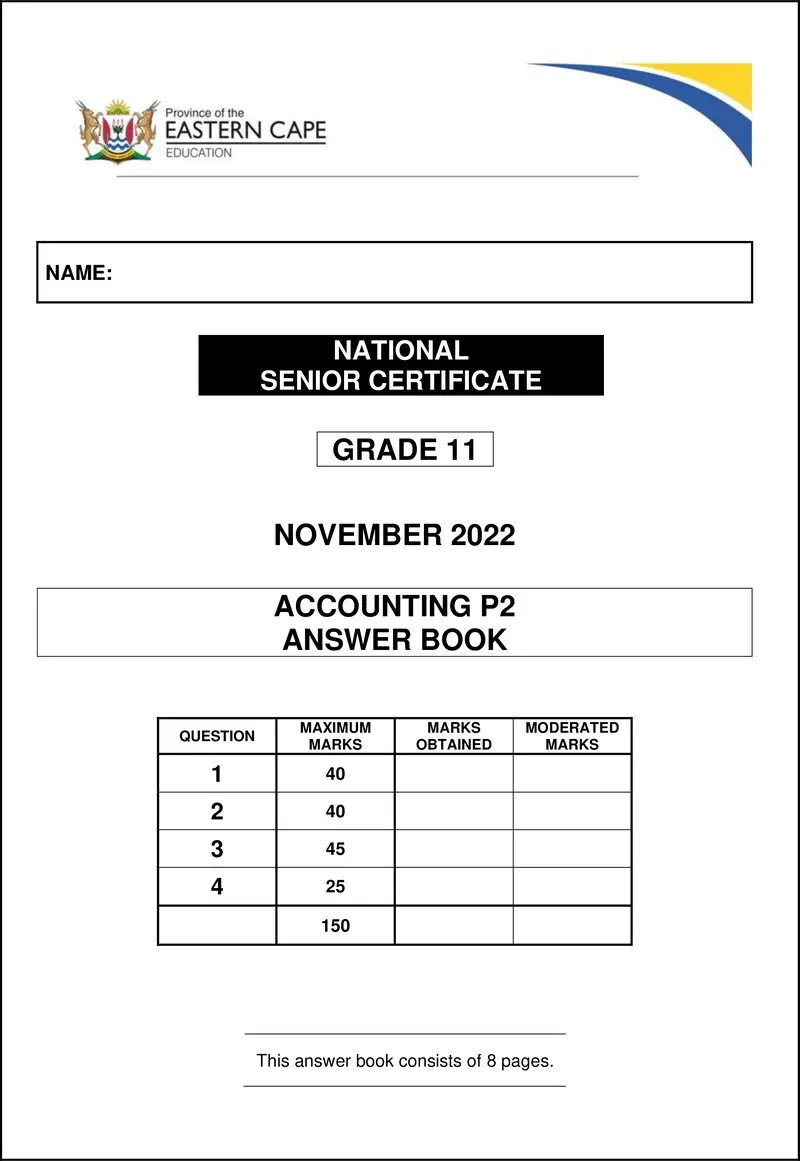 Grade 11 Accounting past paper 2021 – accounting p2 gr12 ans book nov2022 eng