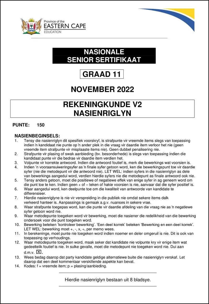 Grade 11 Accounting past paper 2022 – accounting p2 memo gr11 nov2022 afr