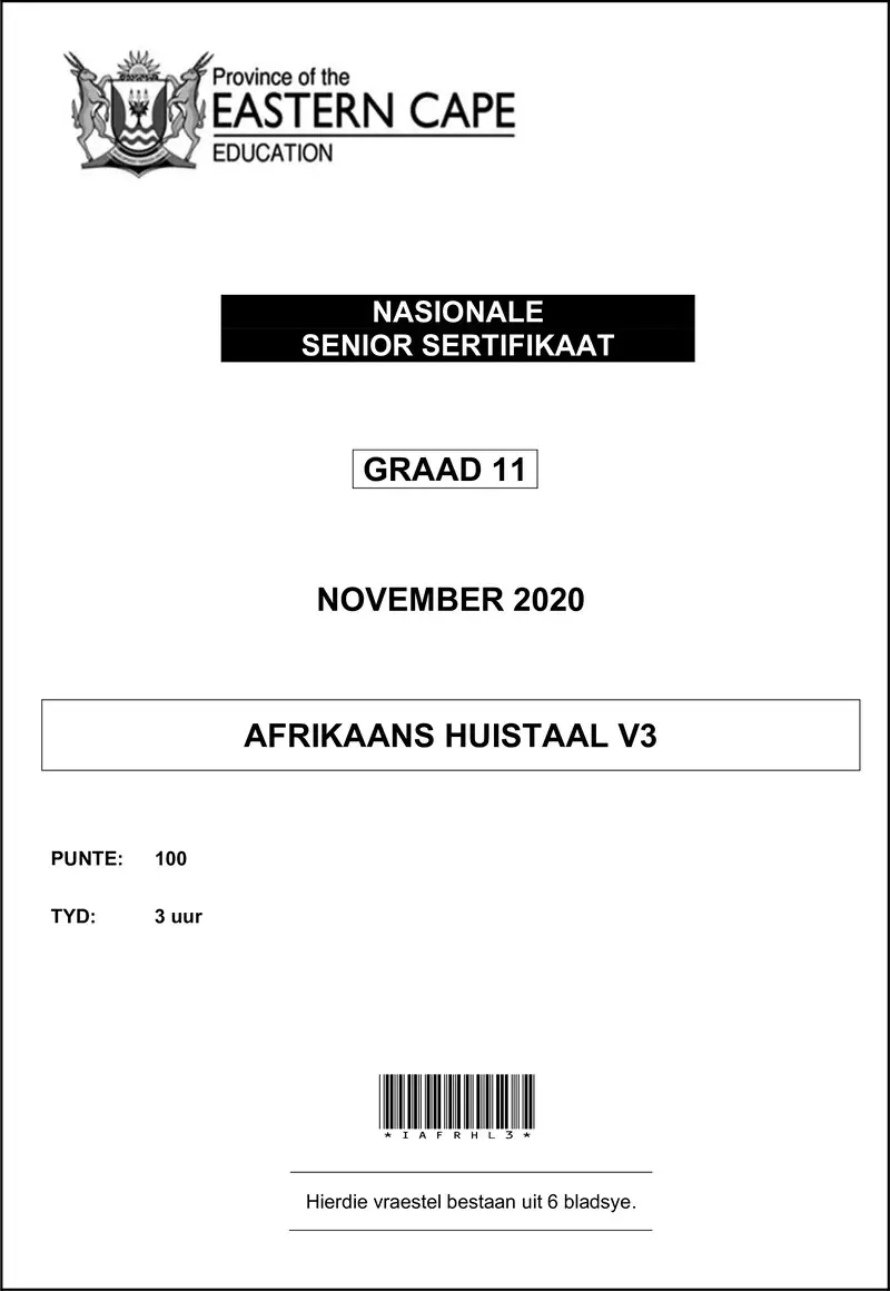 Grade 11 Afrikaans past paper 2020 – afr hl p3 gr11 qp nov 2020 d