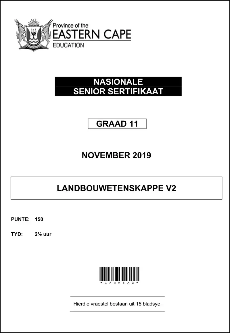 Grade 11 Landbouwetenskappe past paper 2019 – agr sciences p2 qp gr11 nov 2019 afr d
