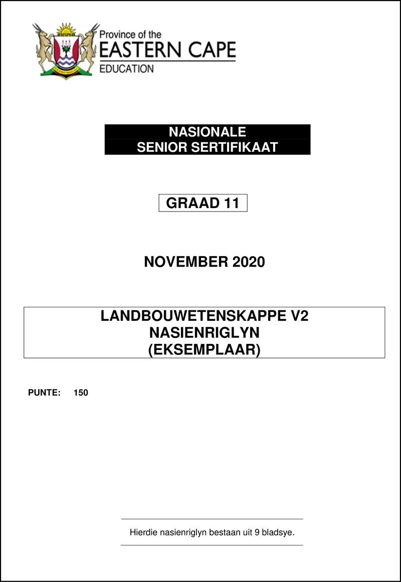 Grade 11 Landbouwetenskappe past paper 2020 – agric sc p2 memo gr11 nov 2020 afr