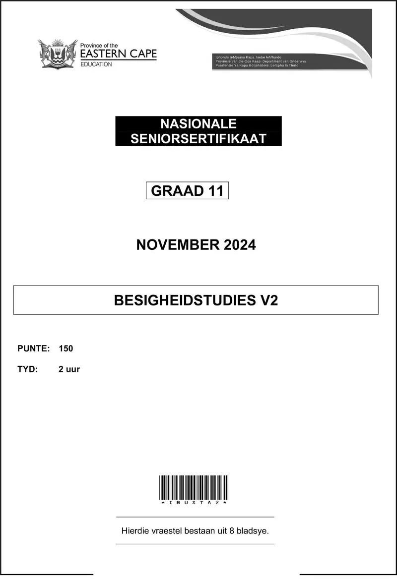 Grade 11 Business Studies past paper 2024 – business studies gr 11 p2 qp afr d